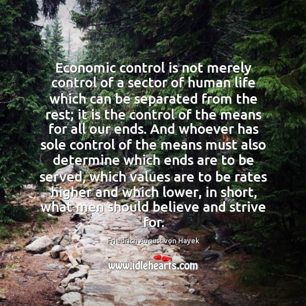 Economic control is not merely control of a sector of human life Image