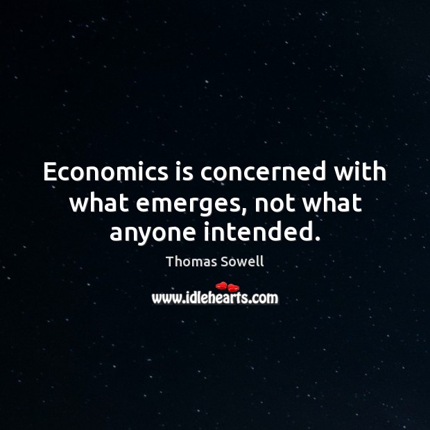 Economics is concerned with what emerges, not what anyone intended. Image