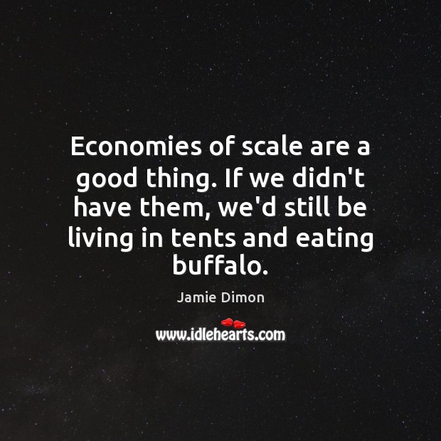 Economies of scale are a good thing. If we didn’t have them, Jamie Dimon Picture Quote