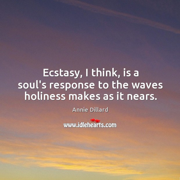 Ecstasy, I think, is a soul’s response to the waves holiness makes as it nears. Annie Dillard Picture Quote
