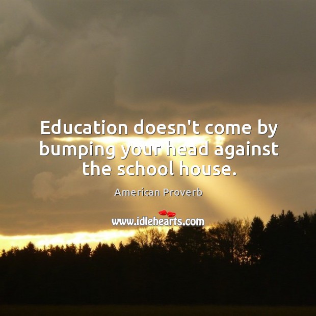 Education doesn’t come by bumping your head against the school house. Image