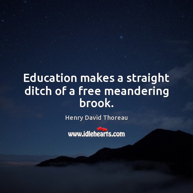Education makes a straight ditch of a free meandering brook. Image