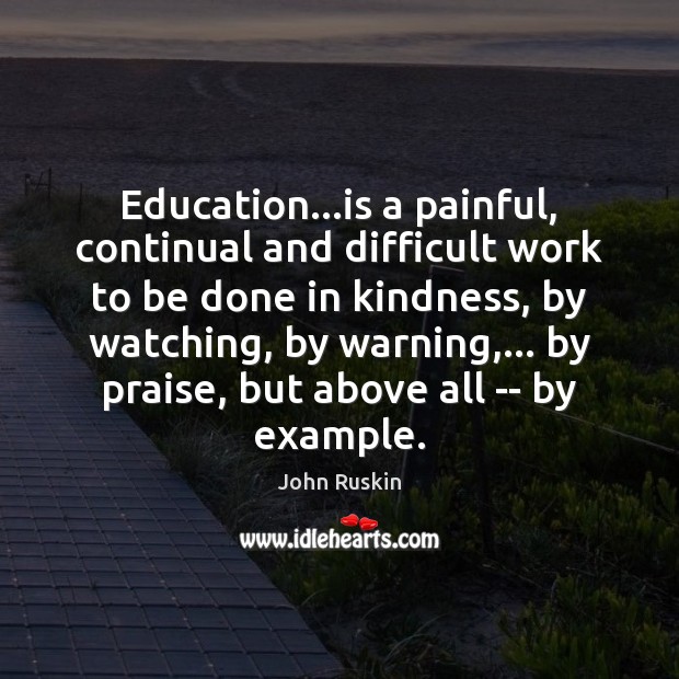 Education…is a painful, continual and difficult work to be done in John Ruskin Picture Quote