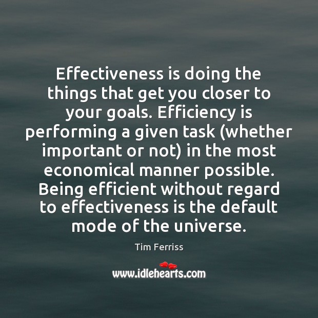 Effectiveness is doing the things that get you closer to your goals. Tim Ferriss Picture Quote