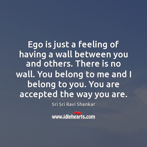 Ego is just a feeling of having a wall between you and Sri Sri Ravi Shankar Picture Quote
