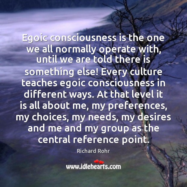 Egoic consciousness is the one we all normally operate with, until we Richard Rohr Picture Quote