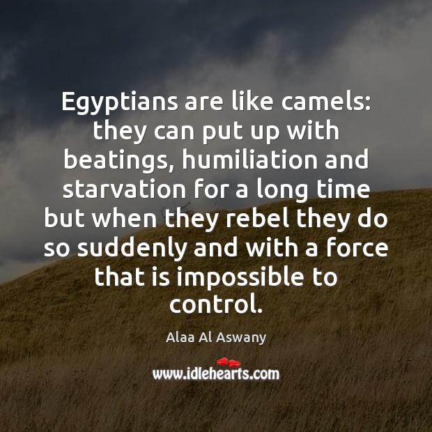 Egyptians are like camels: they can put up with beatings, humiliation and Alaa Al Aswany Picture Quote