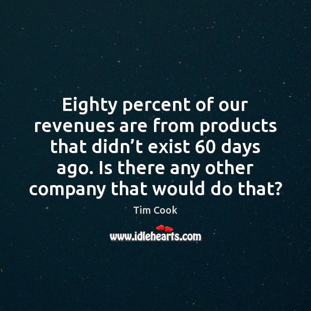 Eighty percent of our revenues are from products that didn’t exist 60 Tim Cook Picture Quote