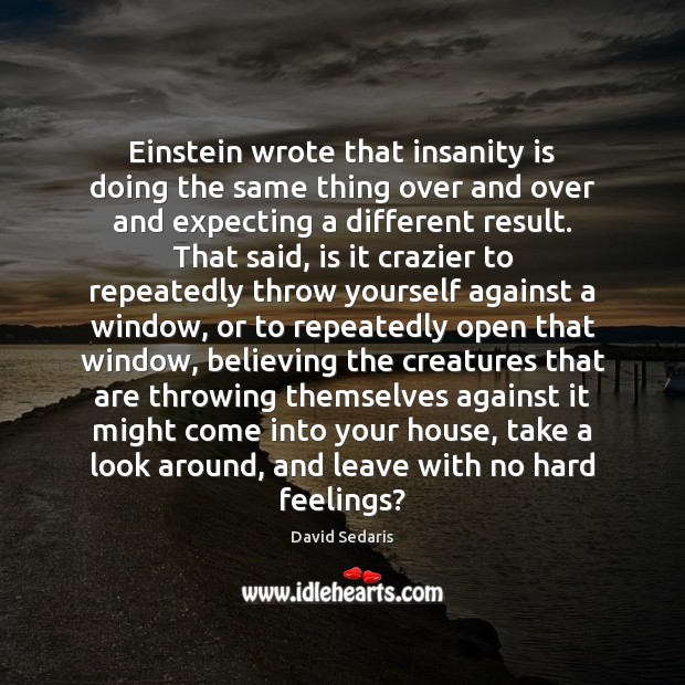 Einstein wrote that insanity is doing the same thing over and over David Sedaris Picture Quote