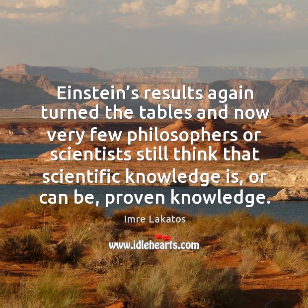 Einstein’s results again turned the tables and now very few philosophers or Knowledge Quotes Image