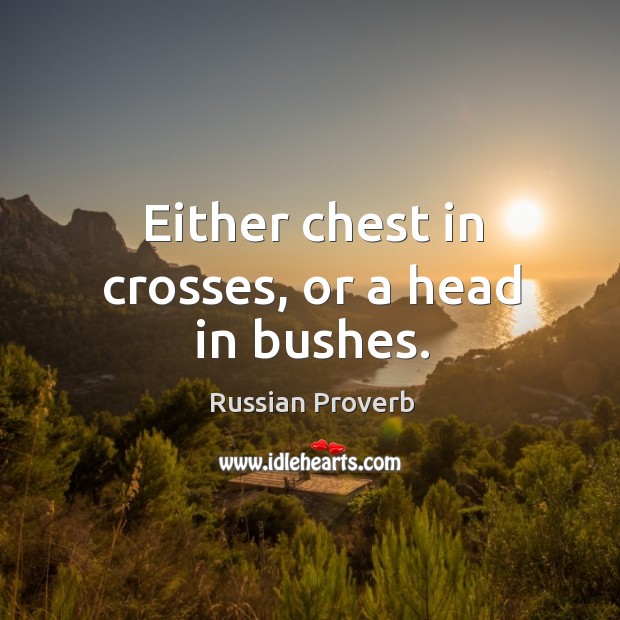 Either chest in crosses, or a head in bushes. Russian Proverbs Image