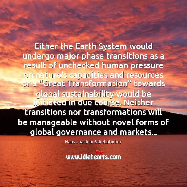 Either the Earth System would undergo major phase transitions as a result Hans Joachim Schellnhuber Picture Quote