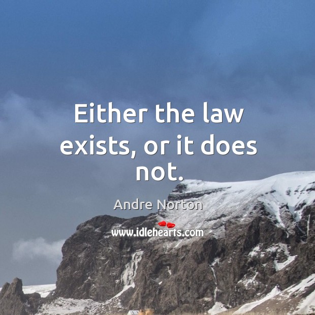 Either the law exists, or it does not. Andre Norton Picture Quote