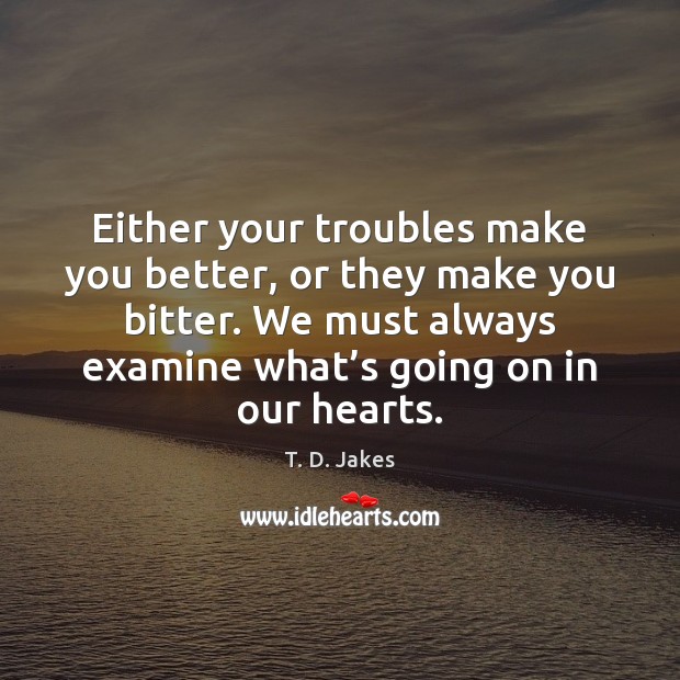Either your troubles make you better, or they make you bitter. We T. D. Jakes Picture Quote