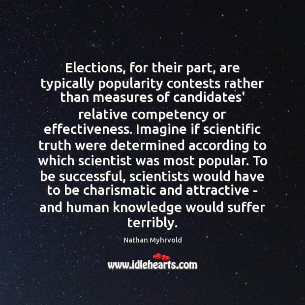 Elections, for their part, are typically popularity contests rather than measures of Nathan Myhrvold Picture Quote