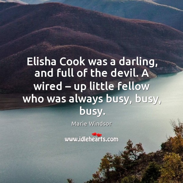 Elisha cook was a darling, and full of the devil. A wired – up little fellow who was always busy, busy, busy. Marie Windsor Picture Quote