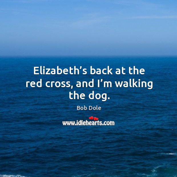 Elizabeth’s back at the red cross, and I’m walking the dog. Image