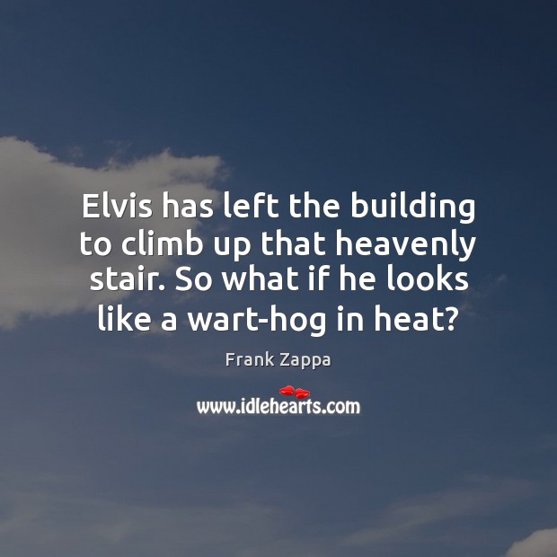 Elvis has left the building to climb up that heavenly stair. So Frank Zappa Picture Quote
