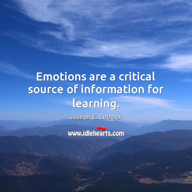 Emotions are a critical source of information for learning. Image
