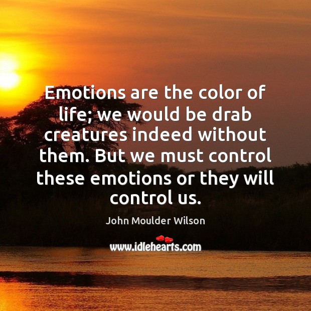 Emotions are the color of life; we would be drab creatures indeed Image