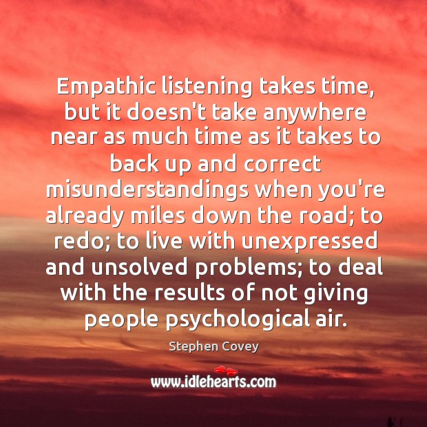 Empathic listening takes time, but it doesn’t take anywhere near as much Image
