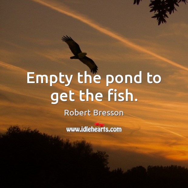 Empty the pond to get the fish. Image