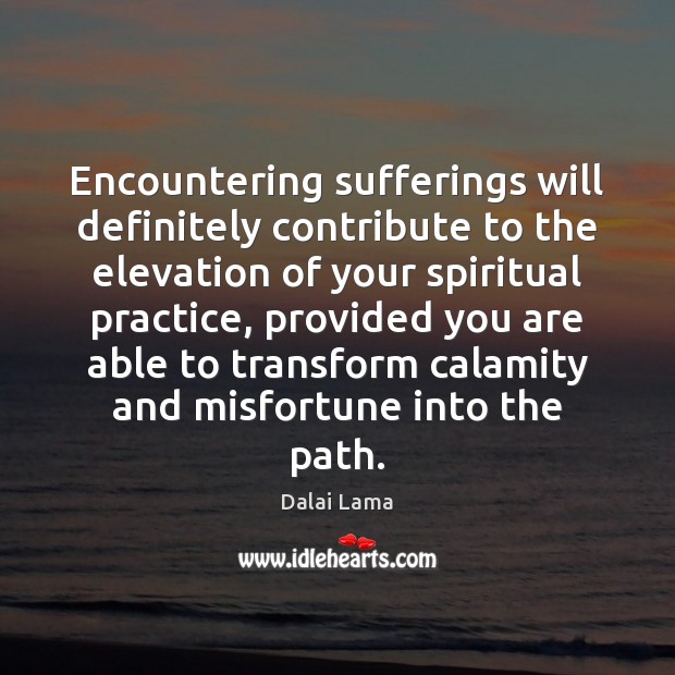 Encountering sufferings will definitely contribute to the elevation of your spiritual practice, 