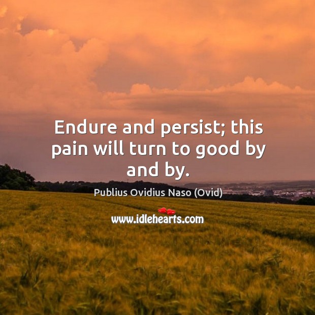 Endure and persist; this pain will turn to good by and by. Publius Ovidius Naso (Ovid) Picture Quote