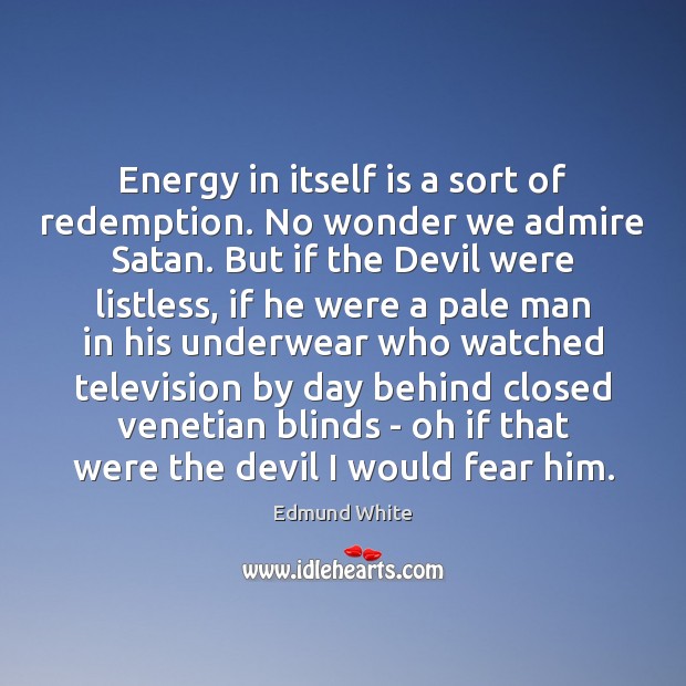 Energy in itself is a sort of redemption. No wonder we admire Edmund White Picture Quote