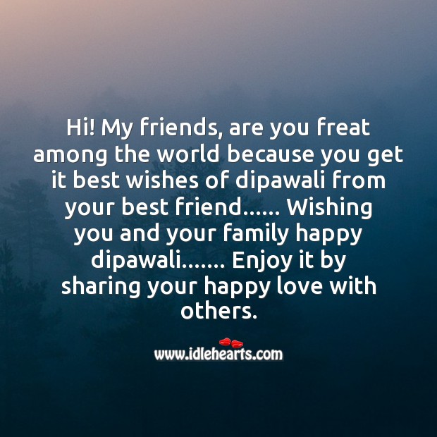 Enjoy it by sharing your happy love with others Diwali Messages Image