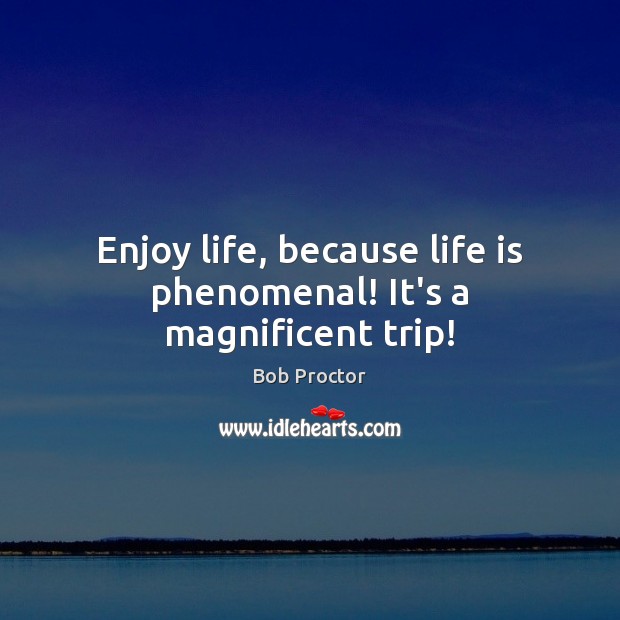 Enjoy life, because life is phenomenal! It’s a magnificent trip! Bob Proctor Picture Quote