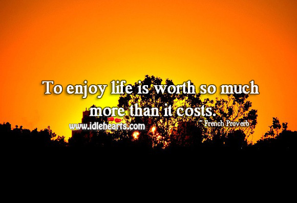 To enjoy life is worth so much more than it costs. Image