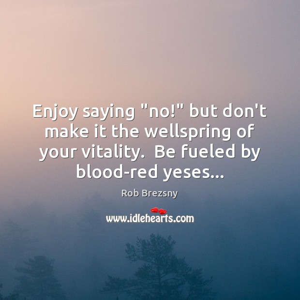 Enjoy saying “no!” but don’t make it the wellspring of your vitality. Rob Brezsny Picture Quote