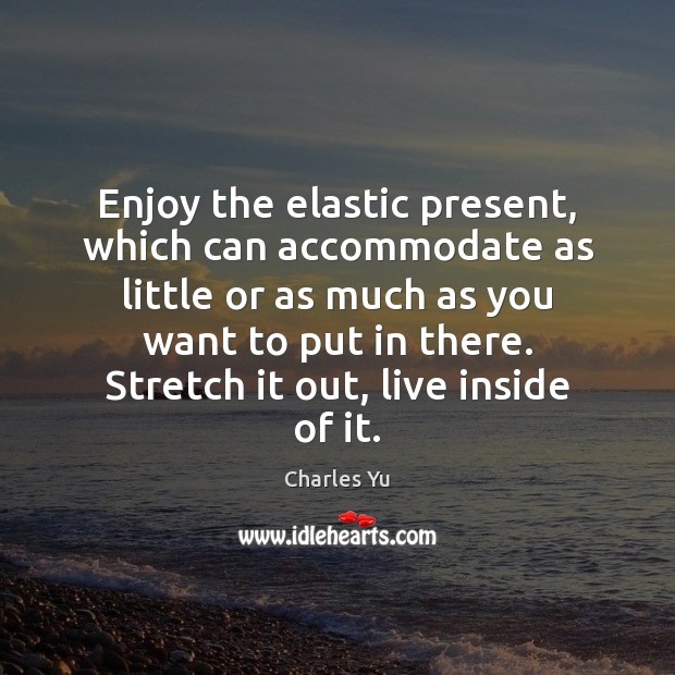 Enjoy the elastic present, which can accommodate as little or as much Charles Yu Picture Quote