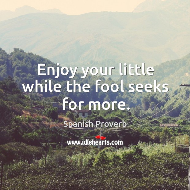Enjoy your little while the fool seeks for more. Image