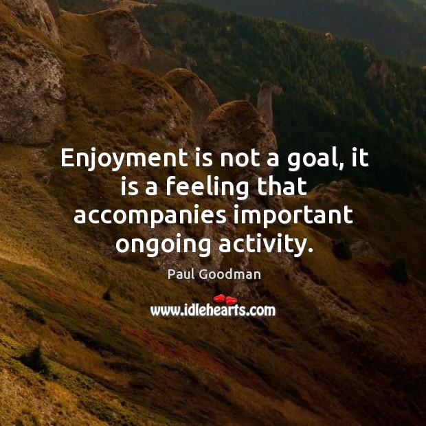 Enjoyment is not a goal, it is a feeling that accompanies important ongoing activity. Image
