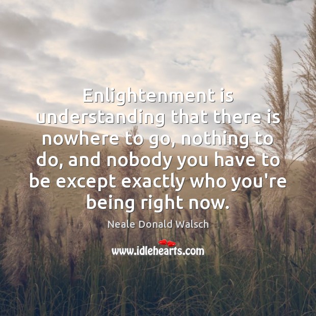 Enlightenment is understanding that there is nowhere to go, nothing to do, Neale Donald Walsch Picture Quote