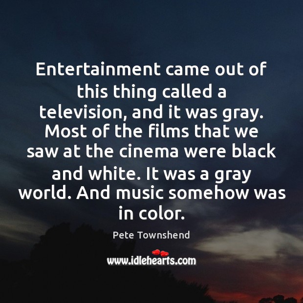 Entertainment came out of this thing called a television, and it was Pete Townshend Picture Quote