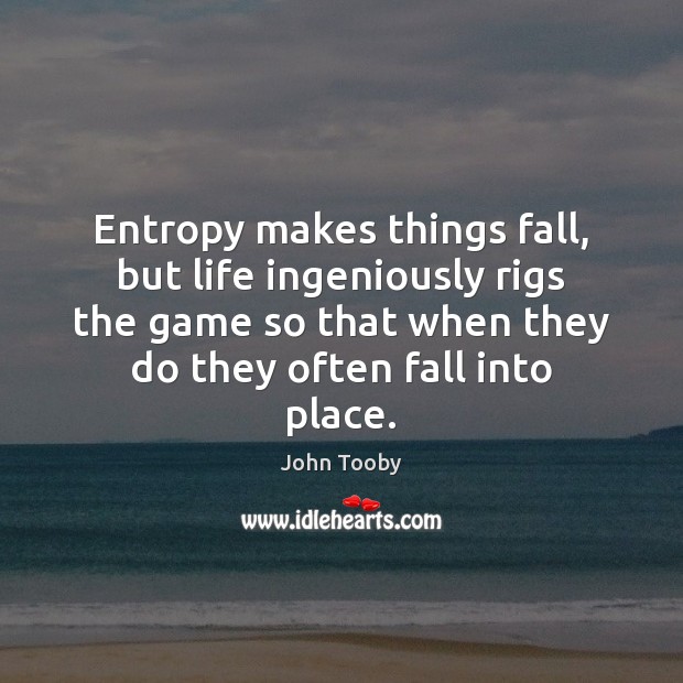 Entropy makes things fall, but life ingeniously rigs the game so that John Tooby Picture Quote