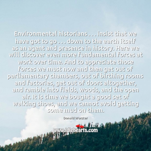 Environmental historians . . . insist that we have got to go . . . down to the Donald Worster Picture Quote