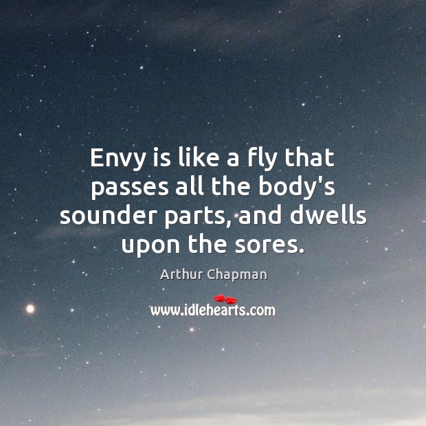 Envy is like a fly that passes all the body’s sounder parts, and dwells upon the sores. Envy Quotes Image