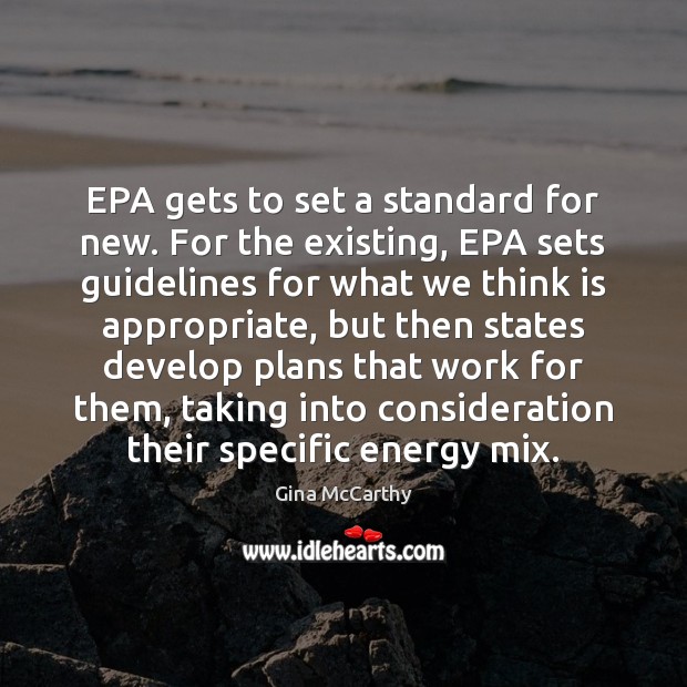 EPA gets to set a standard for new. For the existing, EPA Gina McCarthy Picture Quote