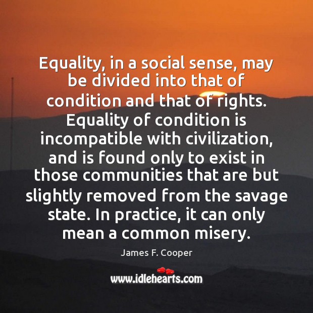 Equality, in a social sense, may be divided into that of condition Practice Quotes Image