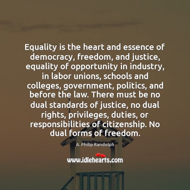 Equality is the heart and essence of democracy, freedom, and justice, equality Equality Quotes Image