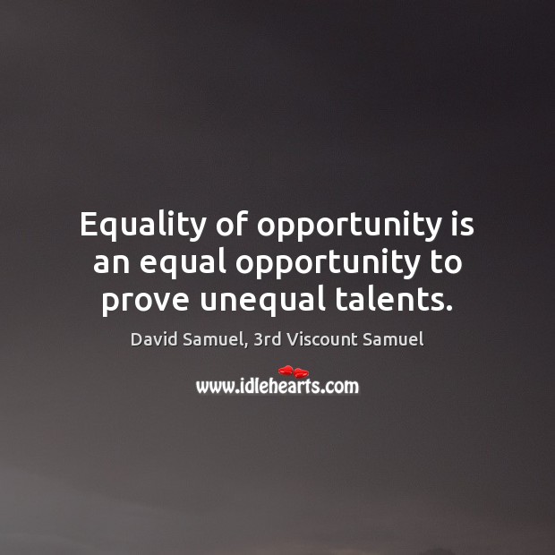 Equality of opportunity is an equal opportunity to prove unequal talents. Opportunity Quotes Image