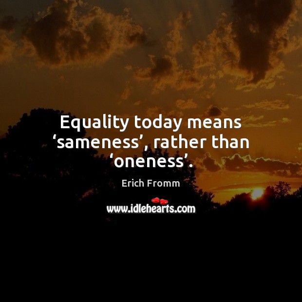 Equality today means ‘sameness’, rather than ‘oneness’. Image