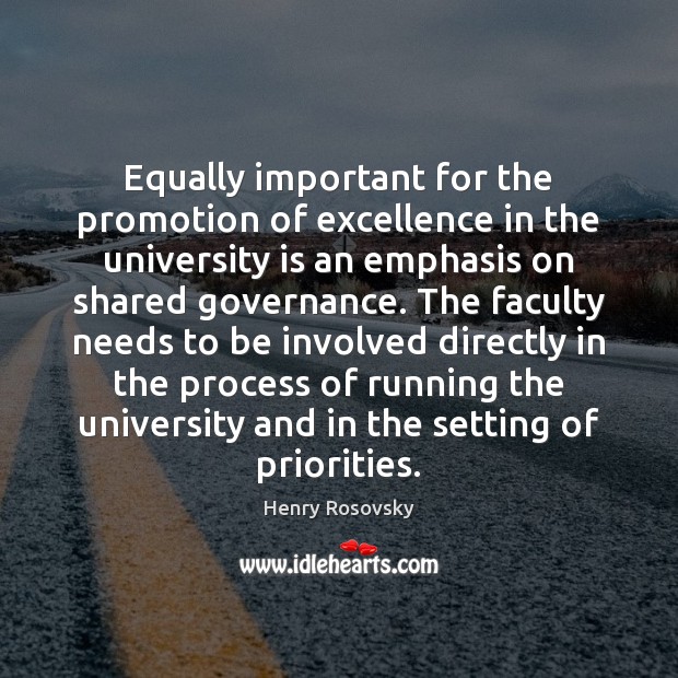 Equally important for the promotion of excellence in the university is an Henry Rosovsky Picture Quote