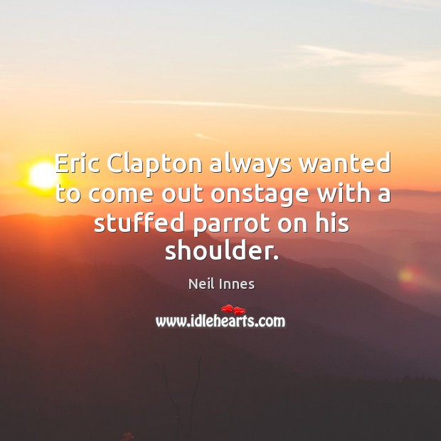 Eric clapton always wanted to come out onstage with a stuffed parrot on his shoulder. Image