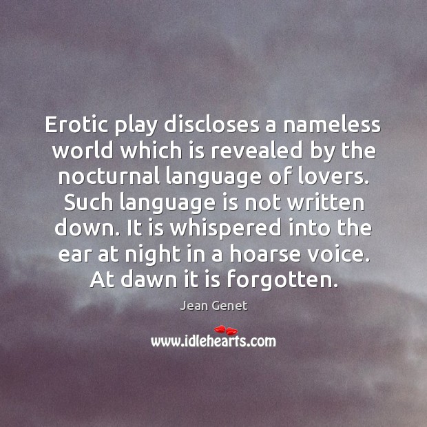 Erotic play discloses a nameless world which is revealed by the nocturnal Image