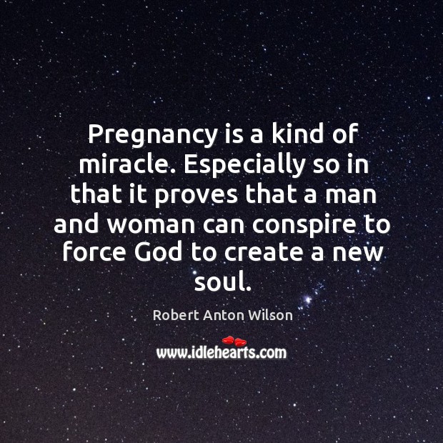 Especially so in that it proves that a man and woman can conspire to force God to create a new soul. Robert Anton Wilson Picture Quote